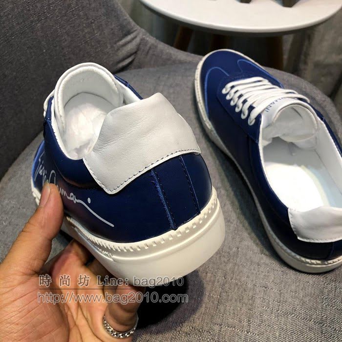 Armani男鞋 高端品質 字母塗鴉絲印 荔枝紋牛皮 阿瑪尼低幫休閒男鞋  jpx1256